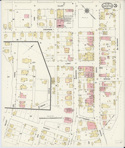 Sanborn Fire Insurance Map from Chester, Randolph County, Illinois (1911), Sheet #0003 - Complete Map Set gallery image, historic Sanborn map, vintage wall art, Illinois Illinois