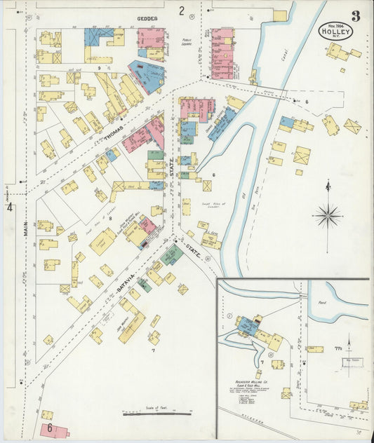 Sanborn Fire Insurance Map from Holley, Orleans County, New York (1904), Sheet #0003 - Historic Sanborn Fire Insurance Map Print, vintage old map wall art, antique decor, genealogy gift, New York New York map