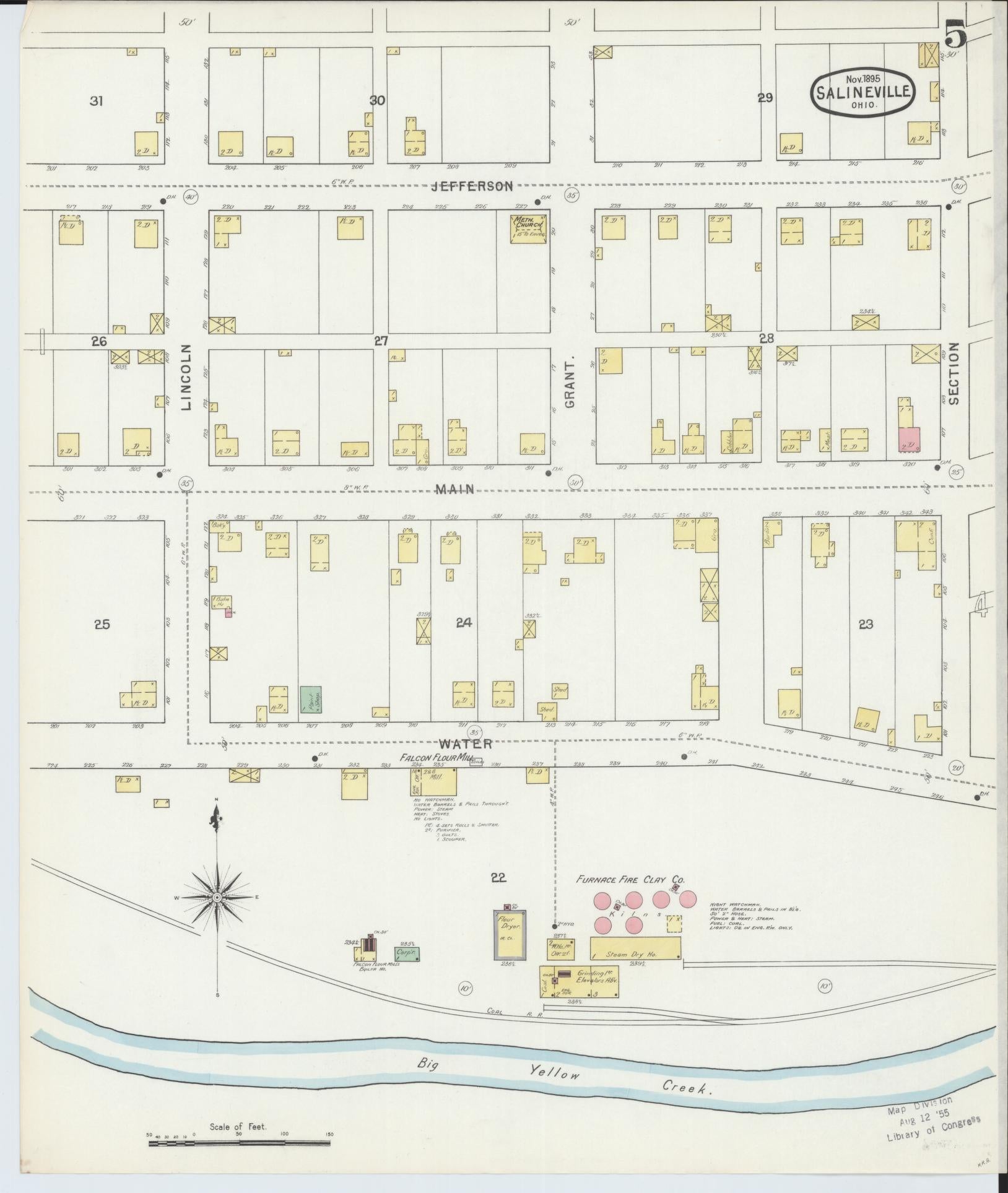 Sanborn Fire Insurance Map from Salineville, Columbiana County, Ohio (1895), Sheet #0005 - Complete Map Set gallery image, historic Sanborn map, vintage wall art, Ohio Ohio
