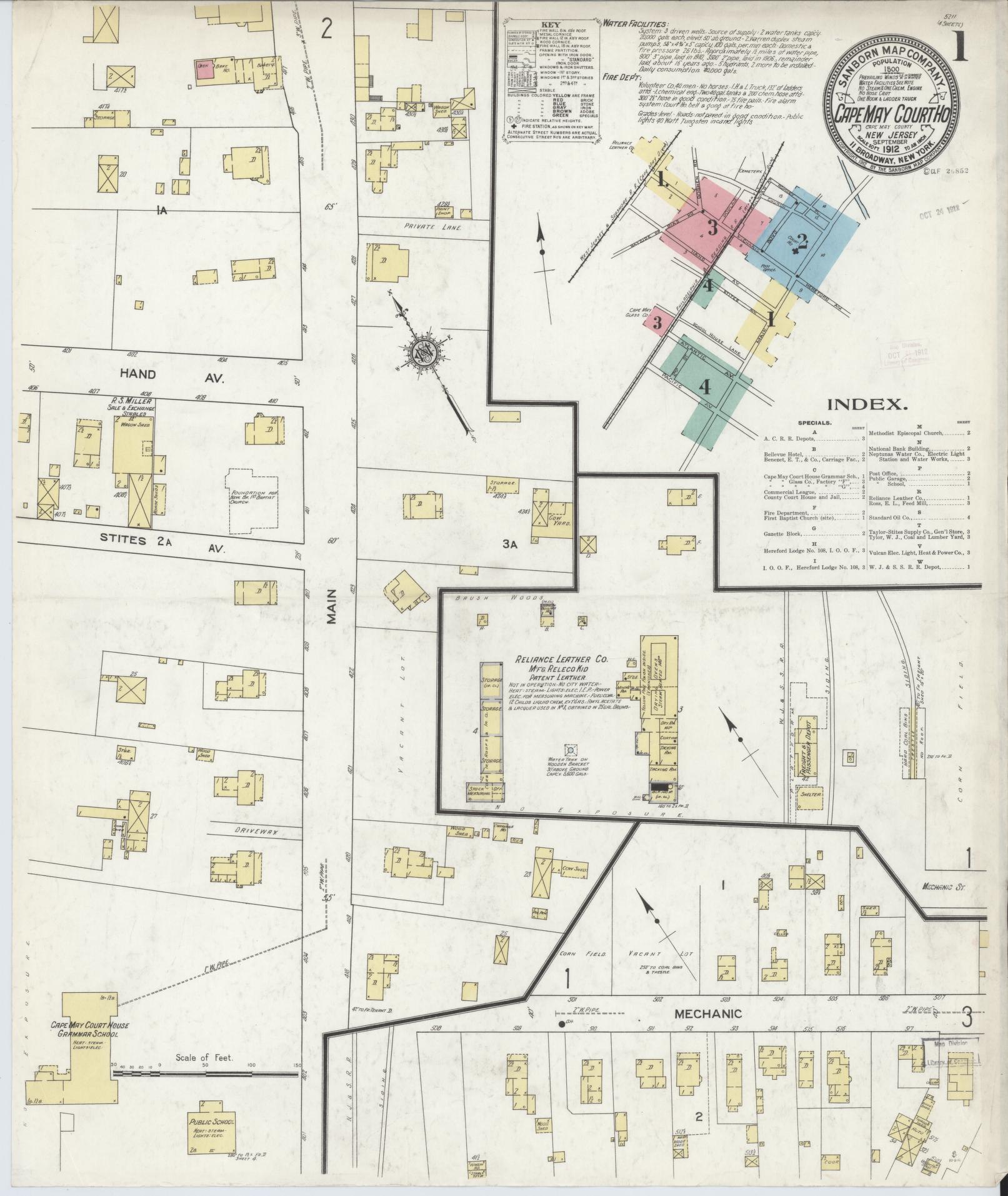 Sanborn Fire Insurance Map from Cape May Court House, Cape May County, New Jersey. (1912) – Historic Sanborn Fire Insurance Map Print