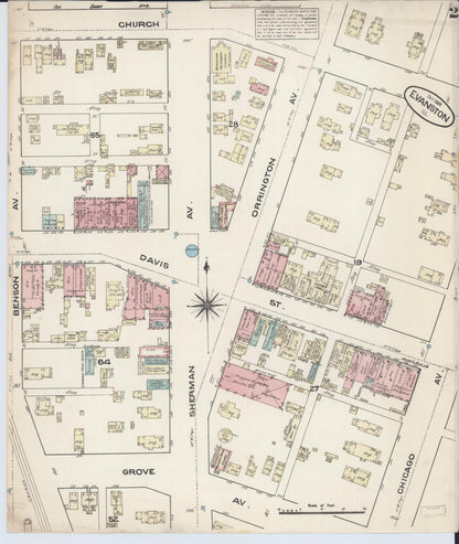 Sanborn Fire Insurance Map from Evanston, Cook County, Illinois (1883), Sheet #0002 - Complete Map Set gallery image, historic Sanborn map, vintage wall art, Illinois Illinois