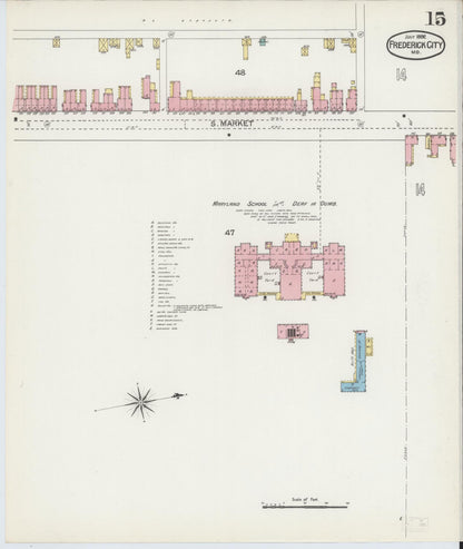 Sanborn Fire Insurance Map from Frederick, Frederick County, Maryland (1892), Sheet #0015 - Complete Map Set gallery image, historic Sanborn map, vintage wall art, Maryland Maryland