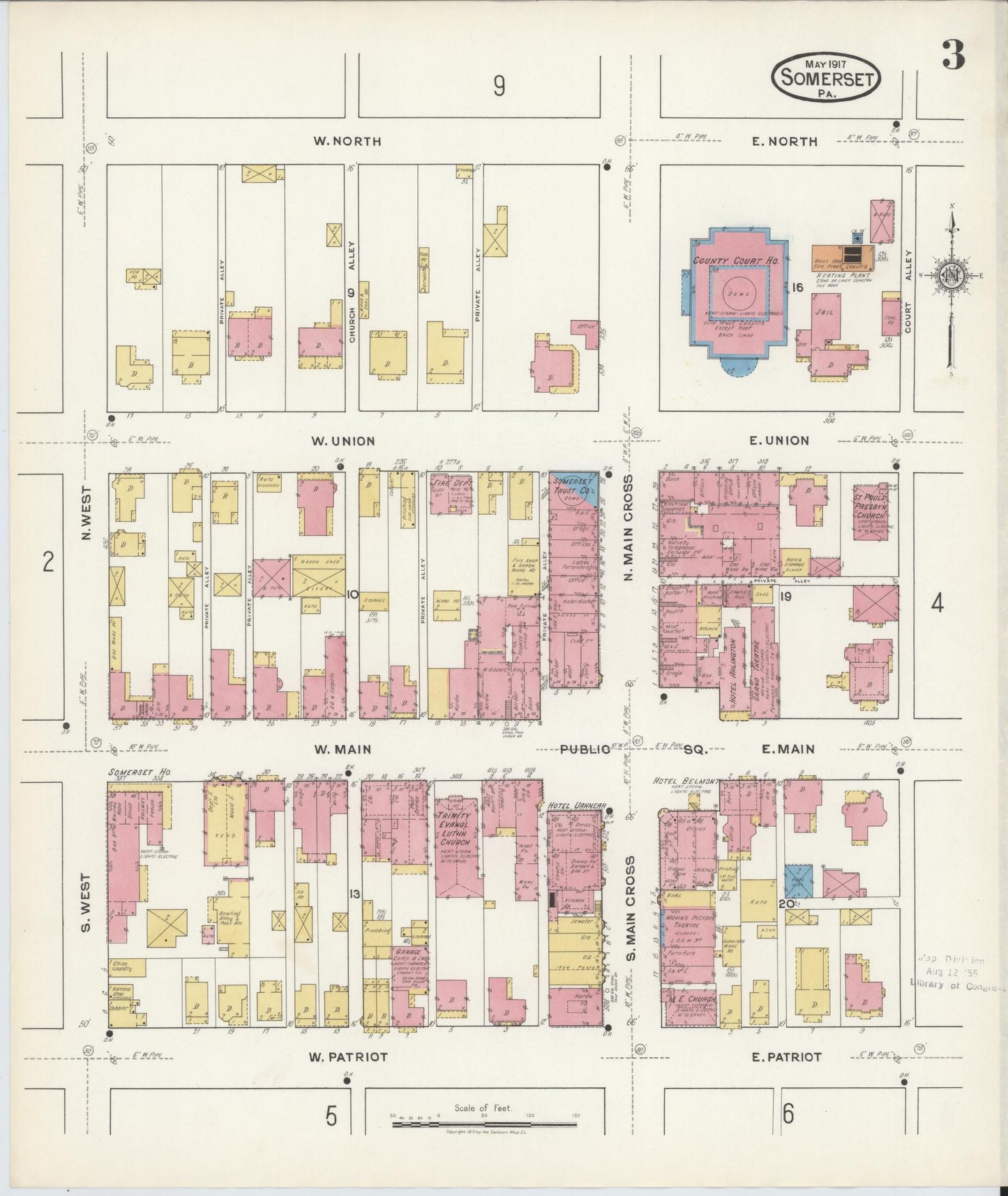 Sanborn Fire Insurance Map from Somerset, Somerset County, Pennsylvania (1917), Sheet #0003 - Complete Map Set gallery image, historic Sanborn map, vintage wall art, Pennsylvania Pennsylvania