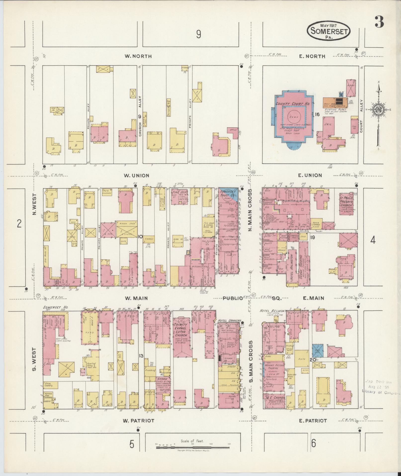 Sanborn Fire Insurance Map from Somerset, Somerset County, Pennsylvania (1917), Sheet #0003 - Complete Map Set gallery image, historic Sanborn map, vintage wall art, Pennsylvania Pennsylvania
