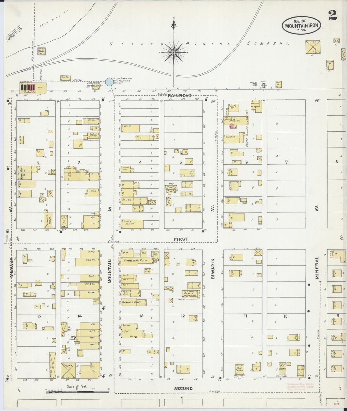 Sanborn Fire Insurance Map from Mountain Iron, Saint Louis County, Minnesota (1906), Sheet #0002 - Complete Map Set gallery image, historic Sanborn map, vintage wall art, Minnesota Minnesota