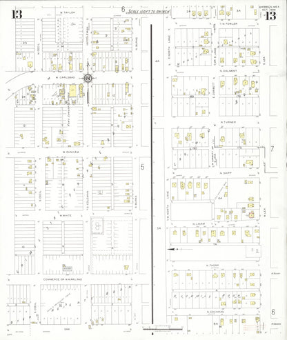 Sanborn Fire Insurance Map from Hobbs, Lea County, New Mexico (1938), Sheet #0013 - Complete Map Set gallery image, historic Sanborn map, vintage wall art, New Mexico New Mexico