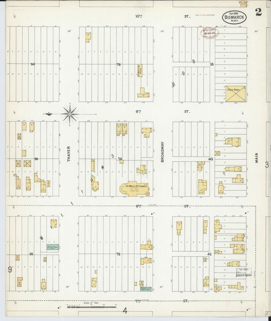 Sanborn Fire Insurance Map from Bismarck, Burleigh County, North Dakota (1899), Sheet #0002 - Historic Sanborn Fire Insurance Map Print, vintage old map wall art, antique decor, genealogy gift, North Dakota North Dakota map
