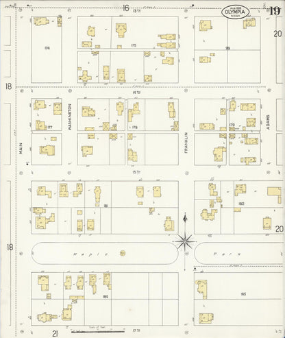 Sanborn Fire Insurance Map from Olympia, Thurston County, Washington (1908), Sheet #0019 - Complete Map Set gallery image, historic Sanborn map, vintage wall art, Washington Washington