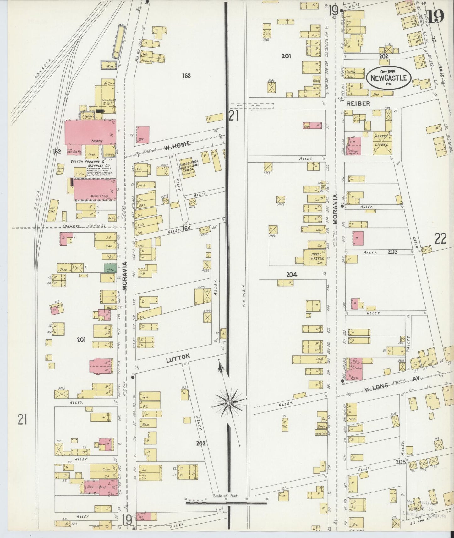 Sanborn Fire Insurance Map from New Castle, Lawrence County, Pennsylvania (1899), Sheet #0019 - Complete Map Set gallery image, historic Sanborn map, vintage wall art, Pennsylvania Pennsylvania