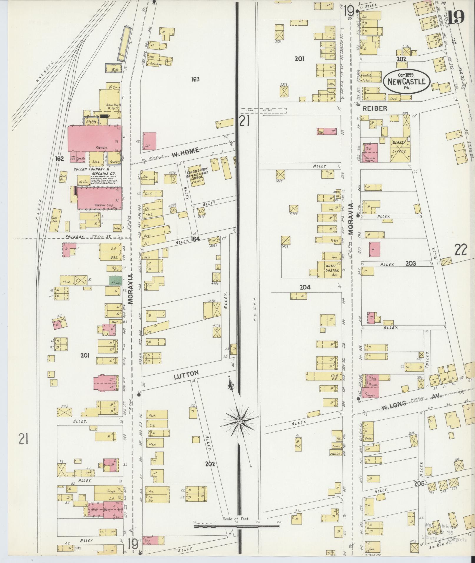 Sanborn Fire Insurance Map from New Castle, Lawrence County, Pennsylvania (1899), Sheet #0019 - Complete Map Set gallery image, historic Sanborn map, vintage wall art, Pennsylvania Pennsylvania