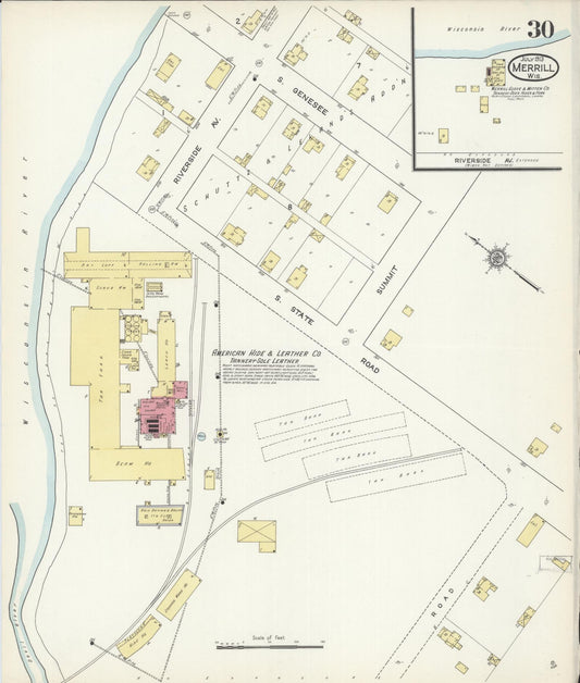 Sanborn Fire Insurance Map from Merrill, Lincoln County, Wisconsin (1913), Sheet #0030 - Historic Sanborn Fire Insurance Map Print, vintage old map wall art, antique decor, genealogy gift, Wisconsin Wisconsin map