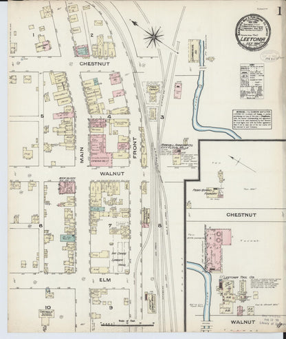 Sanborn Fire Insurance Map from Leetonia, Columbiana County, Ohio (1884), Sheet #0001 - Historic Sanborn Fire Insurance Map Print, vintage old map wall art, antique decor, genealogy gift, Ohio Ohio map
