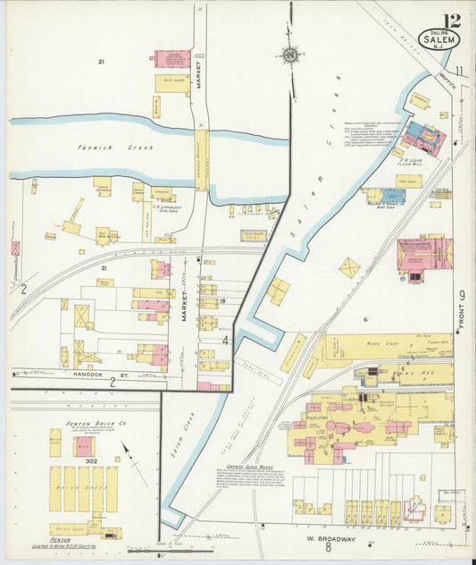 Sanborn Fire Insurance Map from Salem, Salem County, New Jersey (1915), Sheet #0012 - Historic Sanborn Fire Insurance Map Print, vintage old map wall art, antique decor, genealogy gift, New Jersey New Jersey map