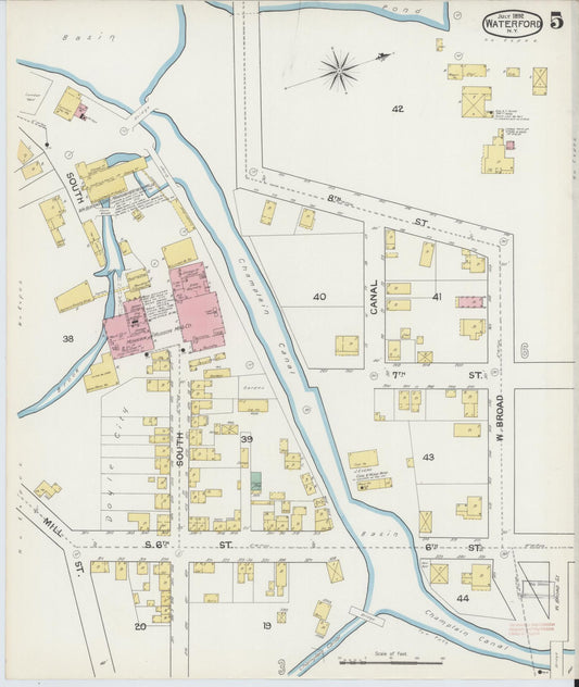 Sanborn Fire Insurance Map from Waterford, Saratoga County, New York (1892), Sheet #0005 - Historic Sanborn Fire Insurance Map Print, vintage old map wall art, antique decor, genealogy gift, New York New York map