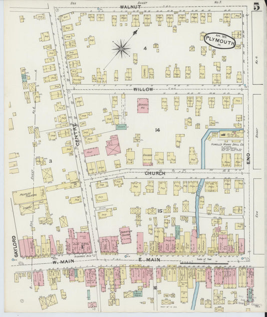 Sanborn Fire Insurance Map from Plymouth, Luzerne County, Pennsylvania (1891), Sheet #0005 - Historic Sanborn Fire Insurance Map Print, vintage old map wall art, antique decor, genealogy gift, Pennsylvania Pennsylvania map