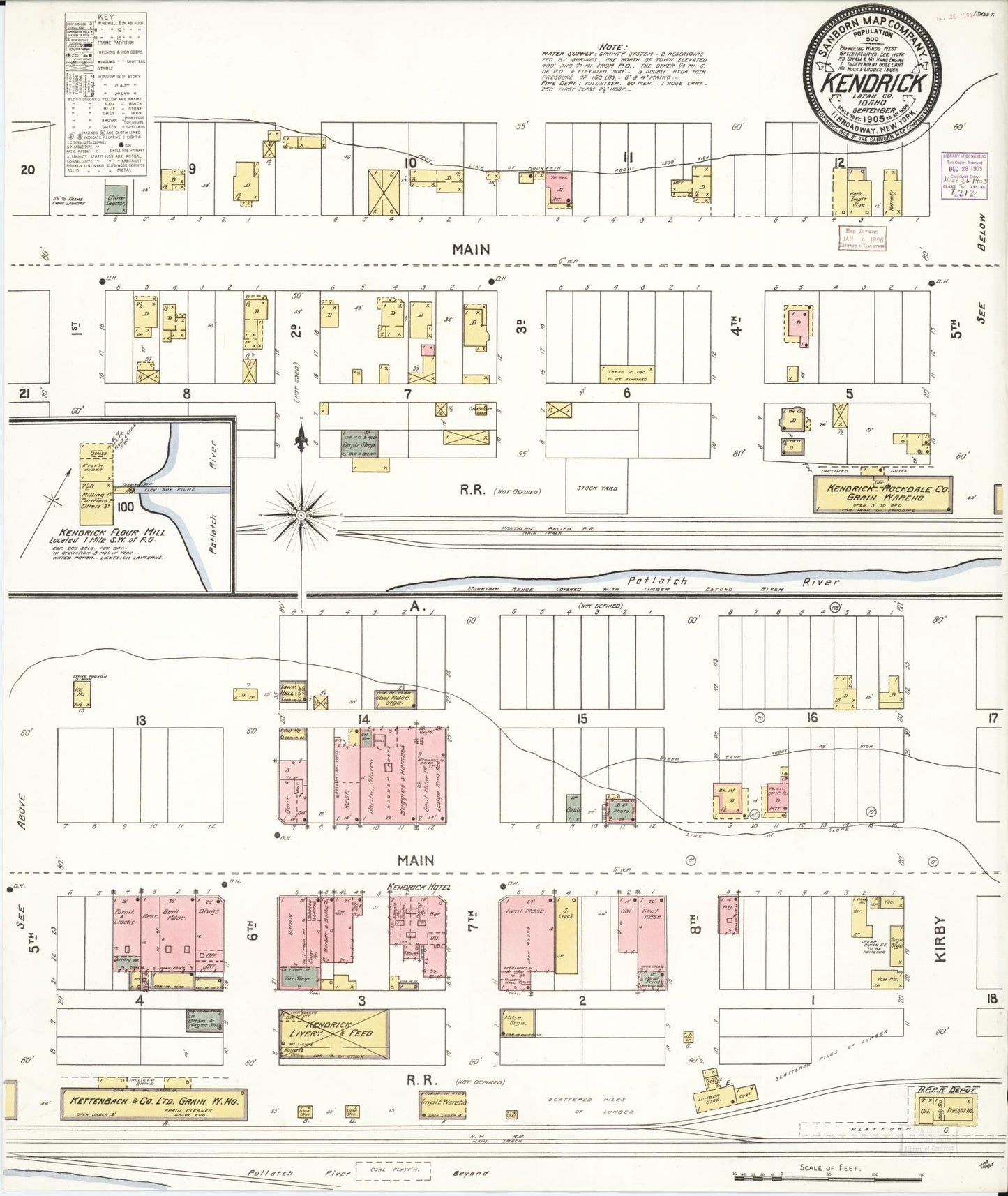 Sanborn Fire Insurance Map from Kendrick, Latah County, Idaho. (1905) – Historic Sanborn Fire Insurance Map Print