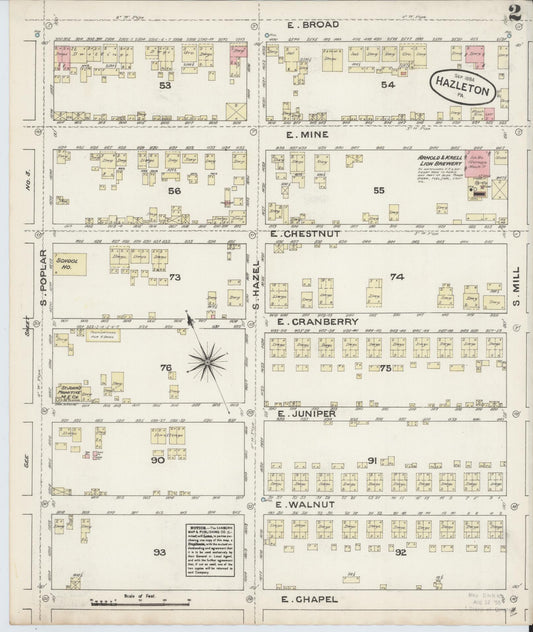 Sanborn Fire Insurance Map from Hazleton, Luzerne County, Pennsylvania (1884), Sheet #0002 - Historic Sanborn Fire Insurance Map Print, vintage old map wall art, antique decor, genealogy gift, Pennsylvania Pennsylvania map