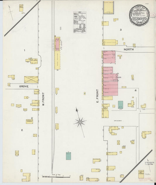 Sanborn Fire Insurance Map from Coldwater, Tate County, Mississippi (1892), Sheet #0001 - Historic Sanborn Fire Insurance Map Print, vintage old map wall art, antique decor, genealogy gift, Mississippi Mississippi map