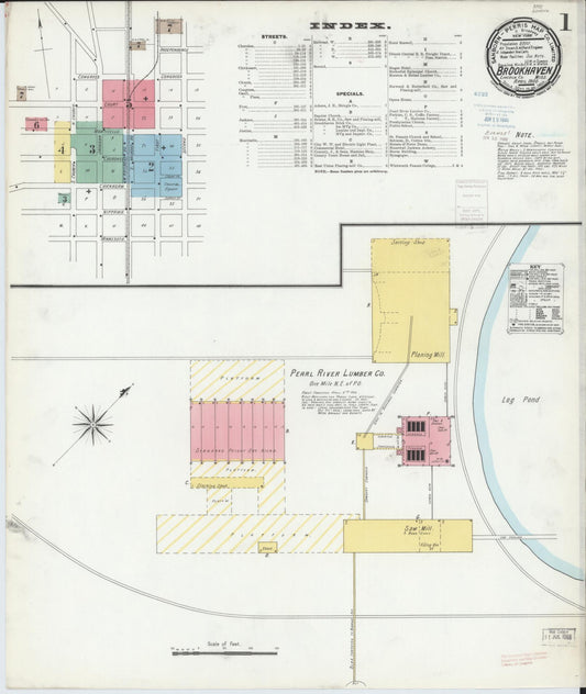 Sanborn Fire Insurance Map from Brookhaven, Lincoln County, Mississippi (1900), Sheet #0001 - Complete Map Set gallery image, historic Sanborn map, vintage wall art, Mississippi Mississippi