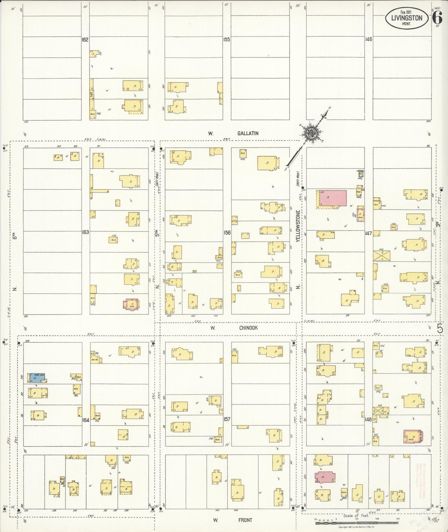 Sanborn Fire Insurance Map from Livingston, Park County, Montana (1921), Sheet #0006 - Historic Sanborn Fire Insurance Map Print, vintage old map wall art, antique decor, genealogy gift, Montana Montana map