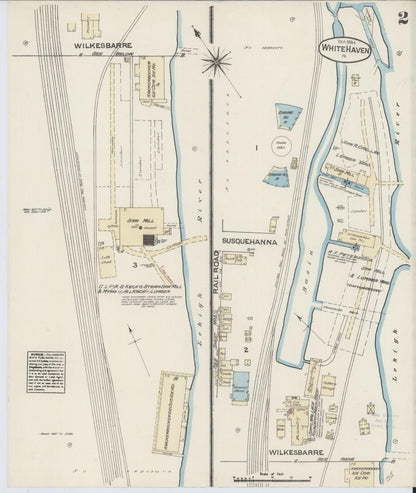 Sanborn Fire Insurance Map from White Haven, Luzerne County, Pennsylvania (1884), Sheet #0002 - Complete Map Set gallery image, historic Sanborn map, vintage wall art, Pennsylvania Pennsylvania