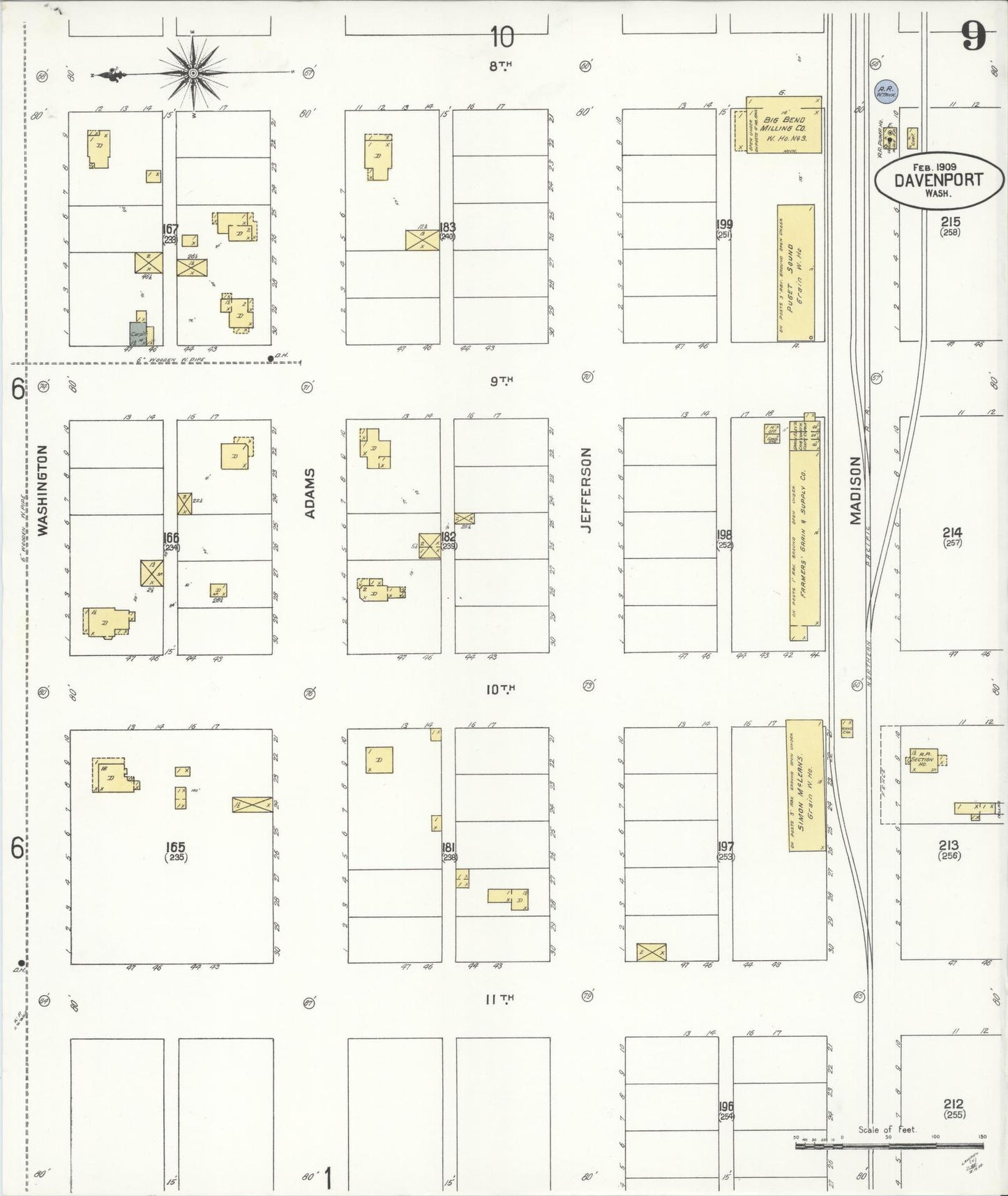 Sanborn Fire Insurance Map from Davenport, Lincoln County, Washington (1909), Sheet #0009 - Complete Map Set gallery image, historic Sanborn map, vintage wall art, Washington Washington