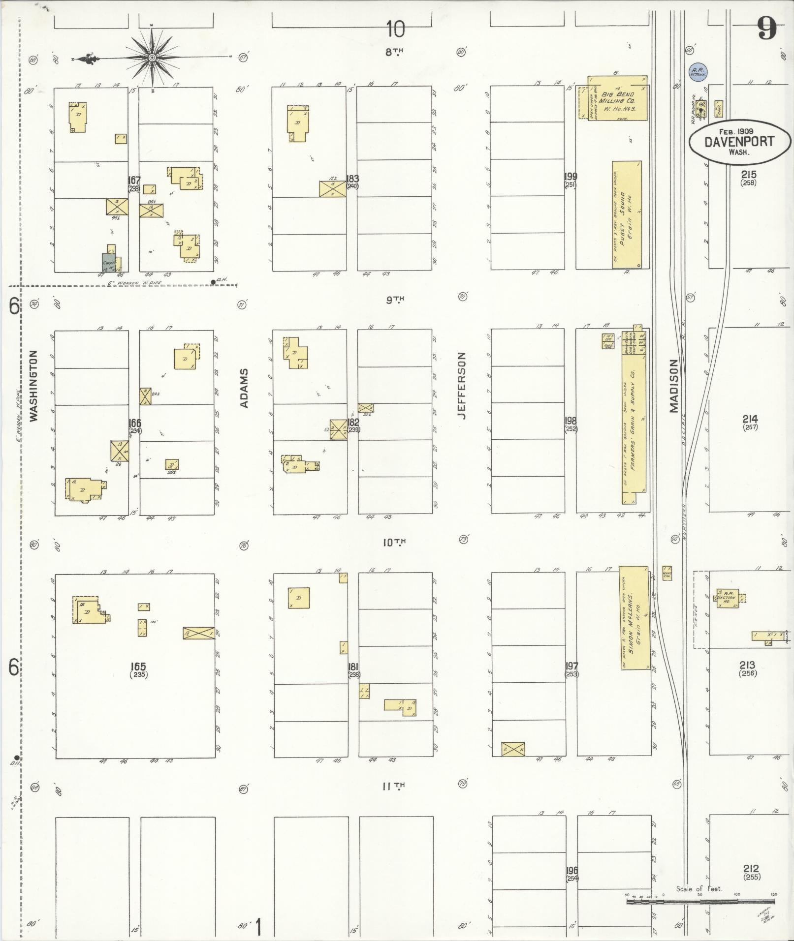 Sanborn Fire Insurance Map from Davenport, Lincoln County, Washington (1909), Sheet #0009 - Complete Map Set gallery image, historic Sanborn map, vintage wall art, Washington Washington