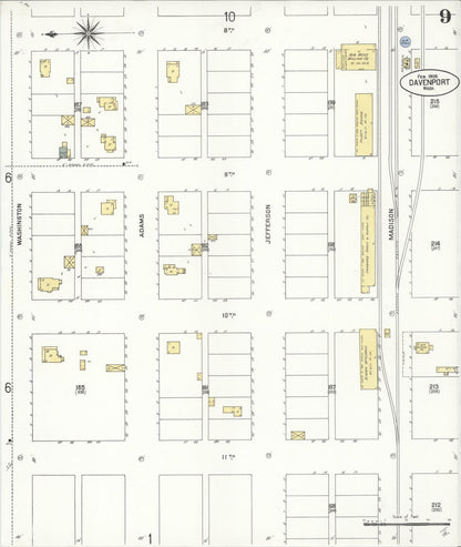 Sanborn Fire Insurance Map from Davenport, Lincoln County, Washington (1909), Sheet #0009 - Complete Map Set gallery image, historic Sanborn map, vintage wall art, Washington Washington