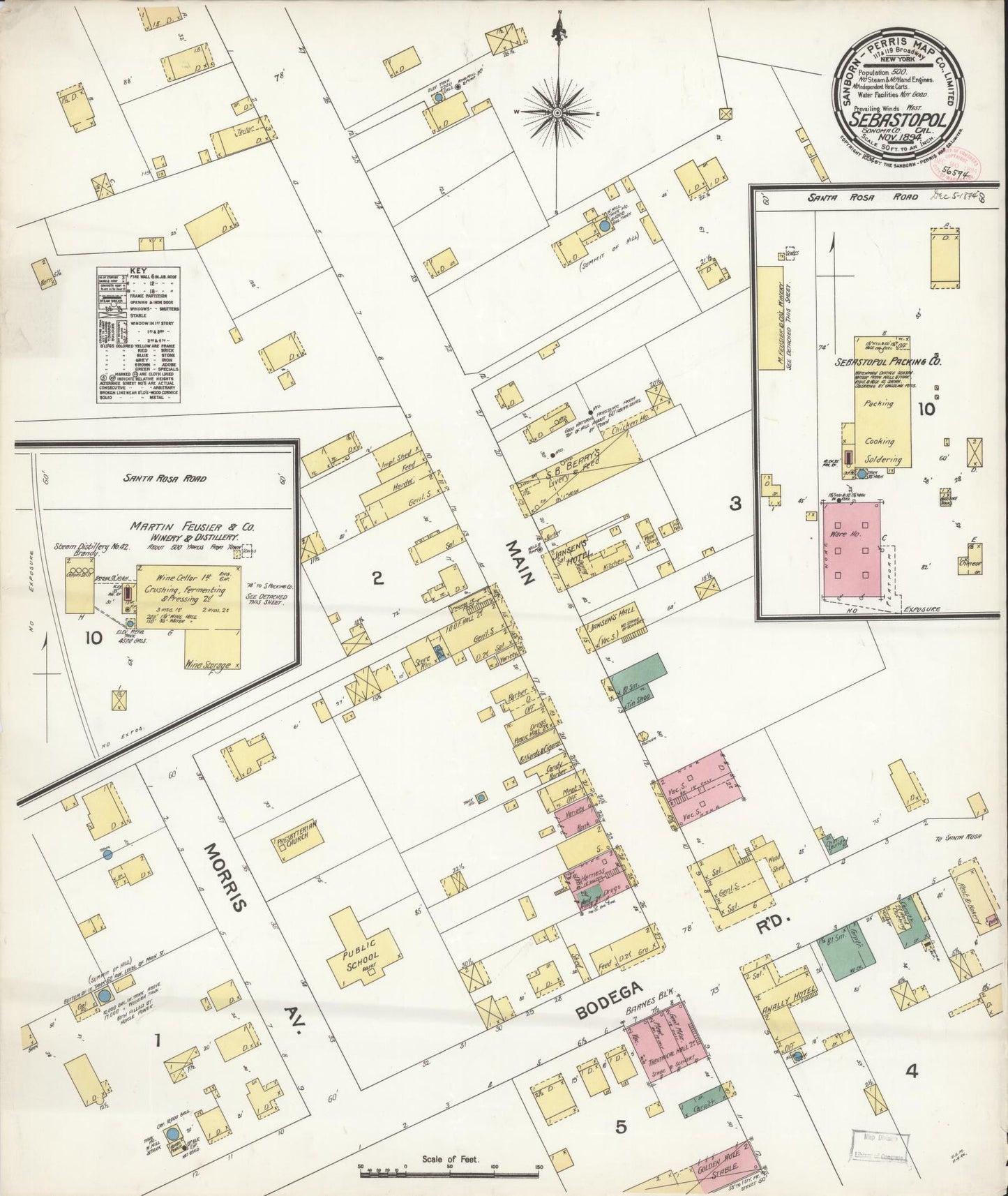 Sanborn Fire Insurance Map from Sebastopol, Sonoma County, California. (1894) – Historic Sanborn Fire Insurance Map Print