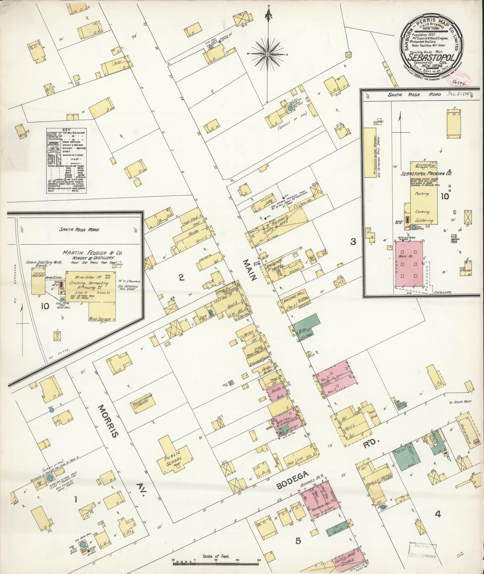 Sanborn Fire Insurance Map from Sebastopol, Sonoma County, California. (1894) – Historic Sanborn Fire Insurance Map Print