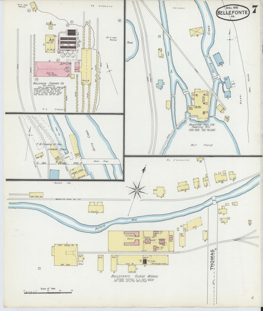 Sanborn Fire Insurance Map from Bellefonte, Centre County, Pennsylvania (1892), Sheet #0007 - Historic Sanborn Fire Insurance Map Print, vintage old map wall art, antique decor, genealogy gift, Pennsylvania Pennsylvania map