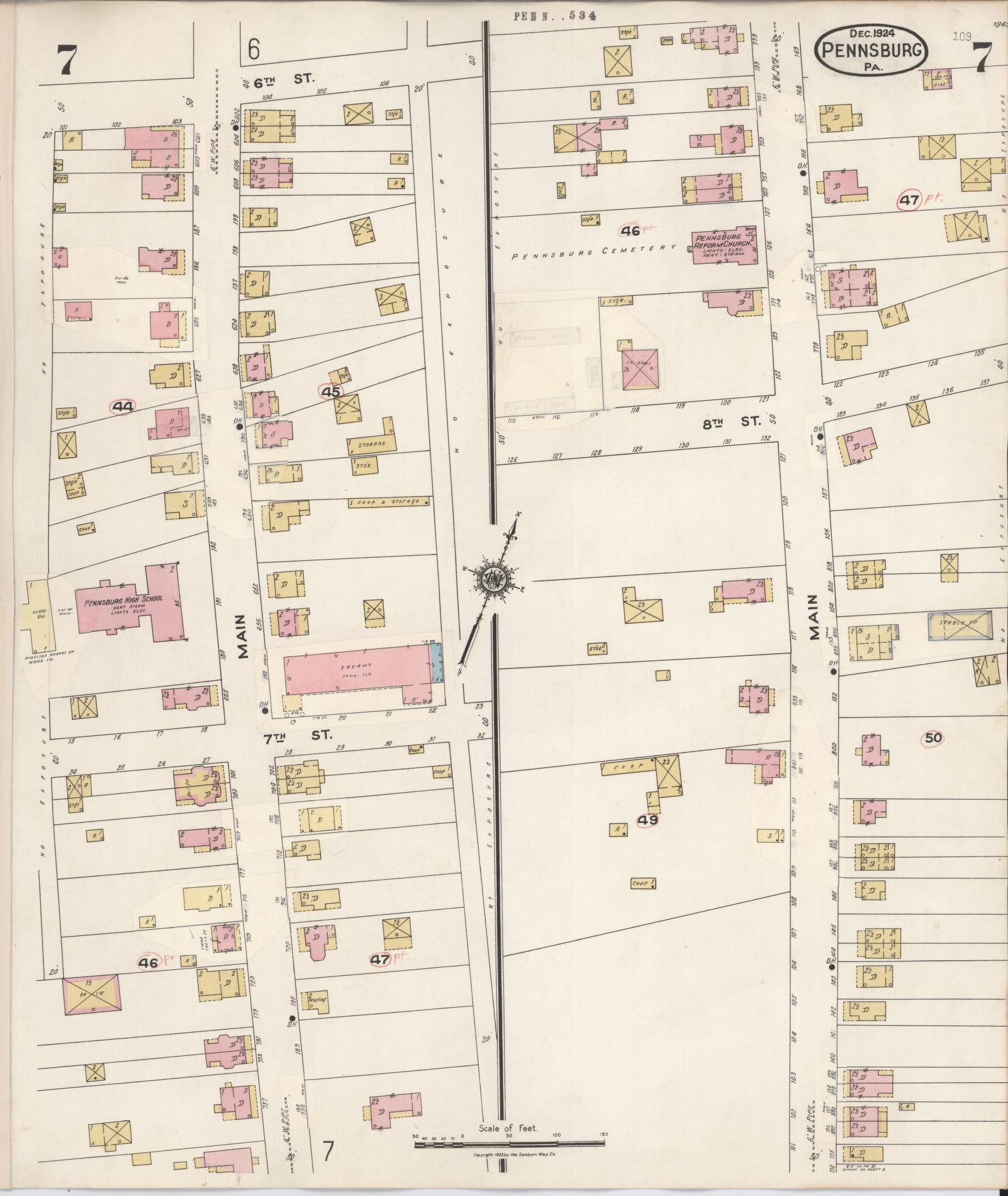 Sanborn Fire Insurance Map from Pennsburg, Montgomery County, Pennsylvania (1933), Sheet #0007 - Complete Map Set gallery image, historic Sanborn map, vintage wall art, Pennsylvania Pennsylvania