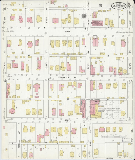 Sanborn Fire Insurance Map from Lexington, Lafayette County, Missouri (1910), Sheet #0005 - Historic Sanborn Fire Insurance Map Print, vintage old map wall art, antique decor, genealogy gift, Missouri Missouri map