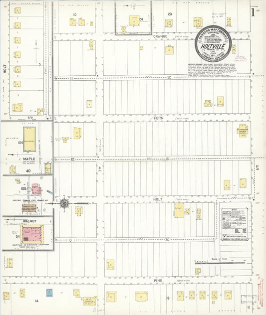 Sanborn Fire Insurance Map from Holtville, Imperial County, California (1911), Sheet #0001 - Historic Sanborn Fire Insurance Map Print, vintage old map wall art, antique decor, genealogy gift, California California map