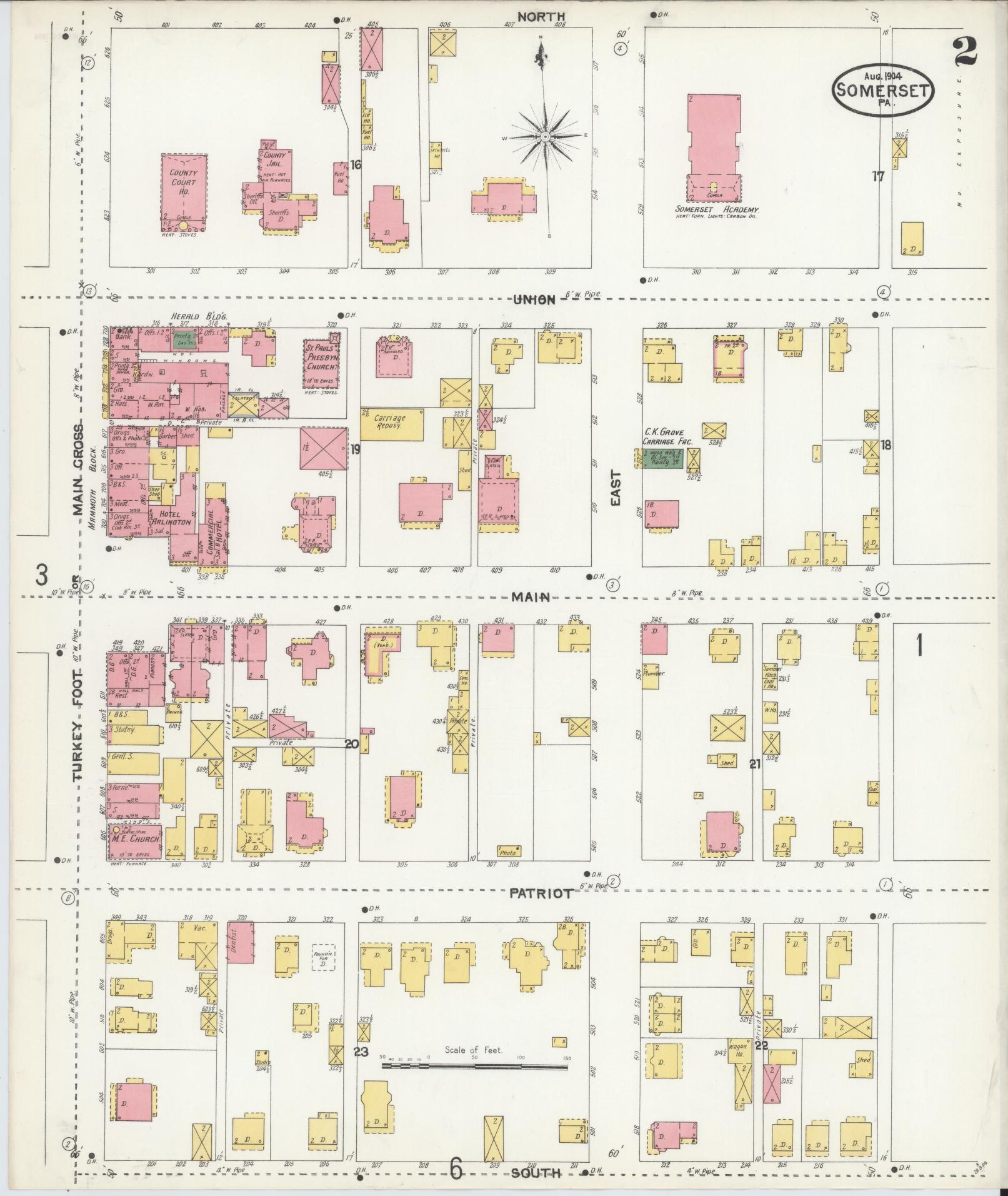 Sanborn Fire Insurance Map from Somerset, Somerset County, Pennsylvania (1904), Sheet #0002 - Complete Map Set gallery image, historic Sanborn map, vintage wall art, Pennsylvania Pennsylvania