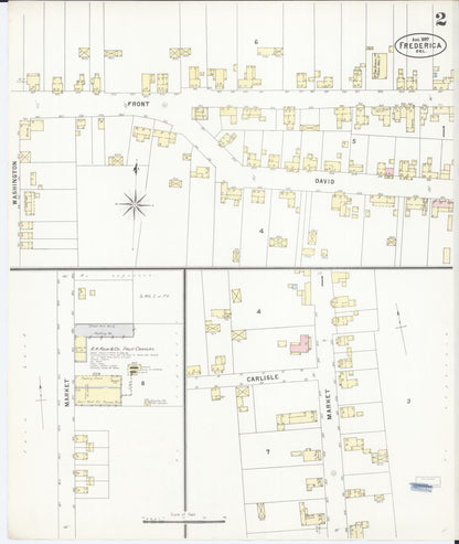 Sanborn Fire Insurance Map from Frederica, Kent County, Delaware (1897), Sheet #0002 - Complete Map Set gallery image, historic Sanborn map, vintage wall art, Delaware Delaware
