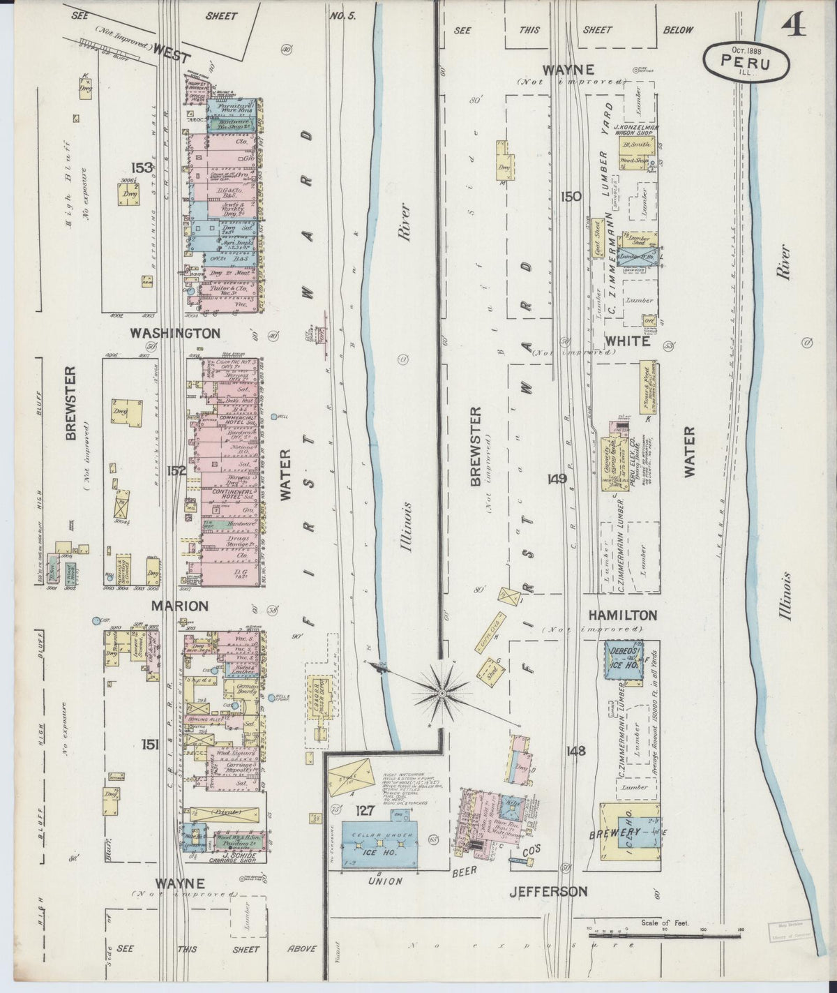 Sanborn Fire Insurance Map from Peru, La Salle County, Illinois (1888), Sheet #0004 - Complete Map Set gallery image, historic Sanborn map, vintage wall art, Illinois Illinois