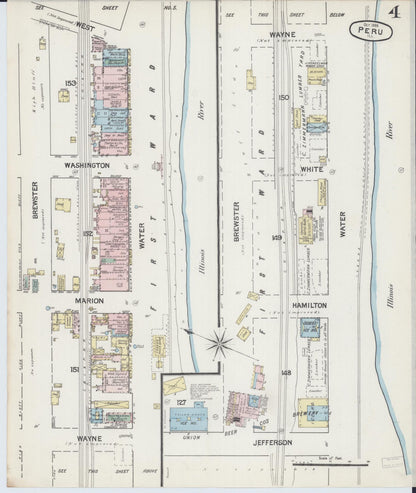 Sanborn Fire Insurance Map from Peru, La Salle County, Illinois (1888), Sheet #0004 - Complete Map Set gallery image, historic Sanborn map, vintage wall art, Illinois Illinois