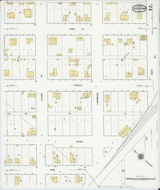 Sanborn Fire Insurance Map from Ashdown, Little River County, Arkansas (1919), Sheet #0002 - Historic Sanborn Fire Insurance Map Print, vintage old map wall art, antique decor, genealogy gift, Arkansas Arkansas map