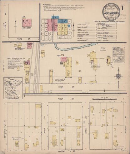 Sanborn Fire Insurance Map from North Branch, Chisago County, Minnesota (1922), Sheet #0001 - Complete Map Set gallery image, historic Sanborn map, vintage wall art, Minnesota Minnesota