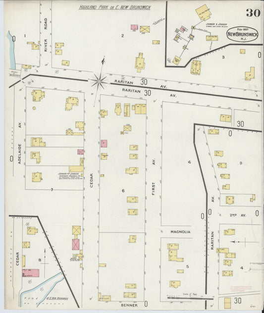 Sanborn Fire Insurance Map from New Brunswick, Middlesex County, New Jersey (1897), Sheet #0030 - Historic Sanborn Fire Insurance Map Print, vintage old map wall art, antique decor, genealogy gift, New Jersey New Jersey map
