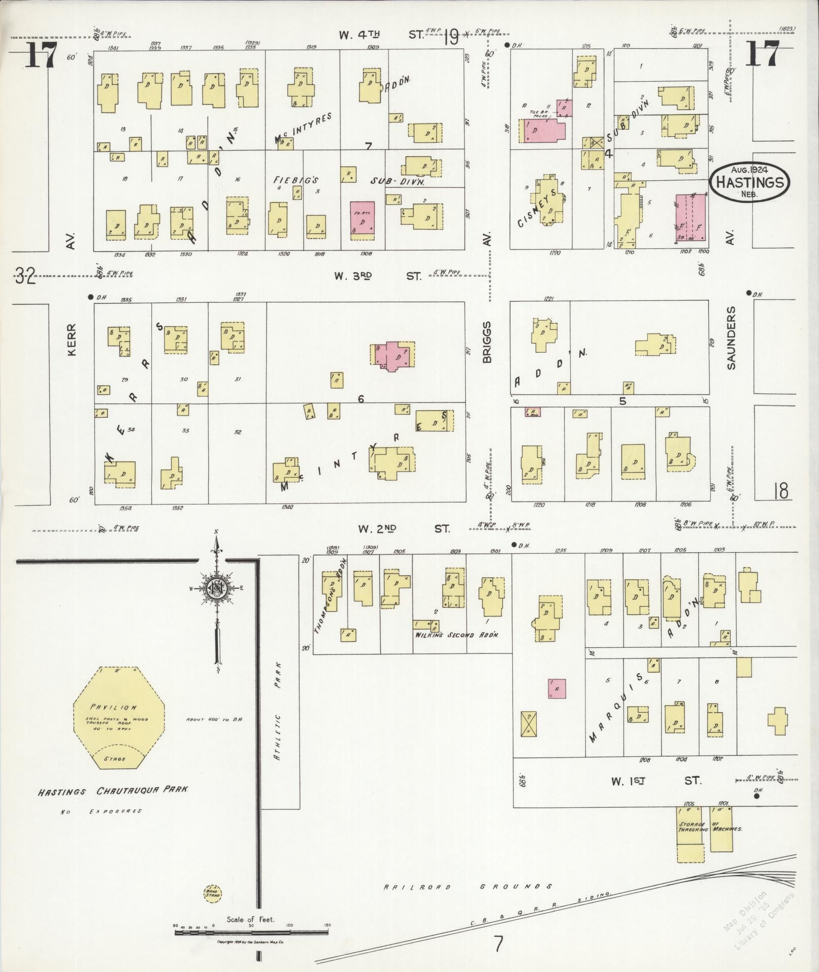Sanborn Fire Insurance Map from Hastings, Adams County, Nebraska (1924), Sheet #0017 - Complete Map Set gallery image, historic Sanborn map, vintage wall art, Nebraska Nebraska