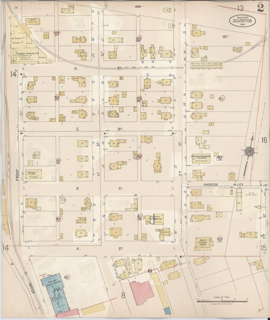 Sanborn Fire Insurance Map from Silverton, Marion County, Oregon (1939), Sheet #0002 - Historic Sanborn Fire Insurance Map Print, vintage old map wall art, antique decor, genealogy gift, Oregon Oregon map