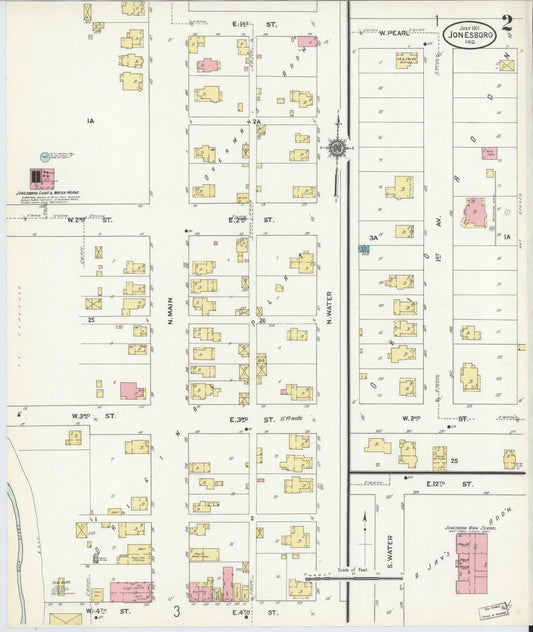 Sanborn Fire Insurance Map from Jonesboro, Grant County, Indiana (1911), Sheet #0002 - Historic Sanborn Fire Insurance Map Print, vintage old map wall art, antique decor, genealogy gift, Indiana Indiana map
