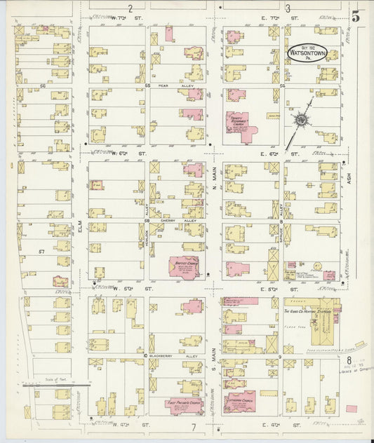 Sanborn Fire Insurance Map from Watsontown, Northumberland County, Pennsylvania (1912), Sheet #0005 - Historic Sanborn Fire Insurance Map Print, vintage old map wall art, antique decor, genealogy gift, Pennsylvania Pennsylvania map