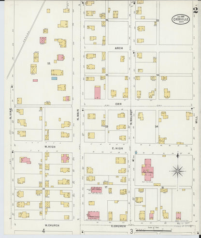 Sanborn Fire Insurance Map from Orrville, Wayne County, Ohio (1899), Sheet #0002 - Historic Sanborn Fire Insurance Map Print, vintage old map wall art, antique decor, genealogy gift, Ohio Ohio map