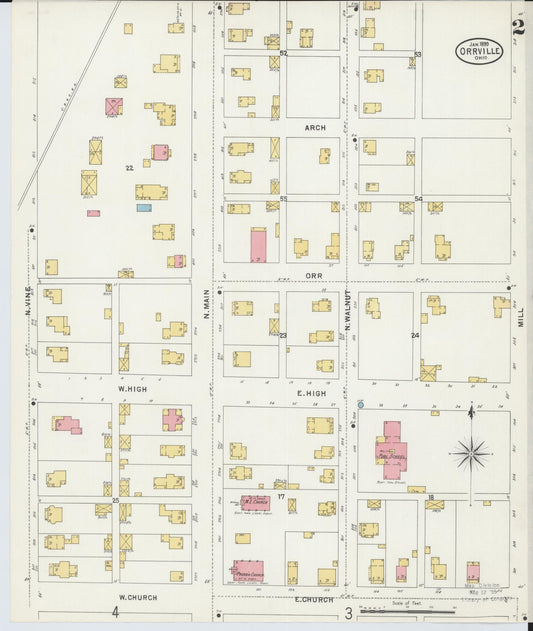 Sanborn Fire Insurance Map from Orrville, Wayne County, Ohio (1899), Sheet #0002 - Historic Sanborn Fire Insurance Map Print, vintage old map wall art, antique decor, genealogy gift, Ohio Ohio map
