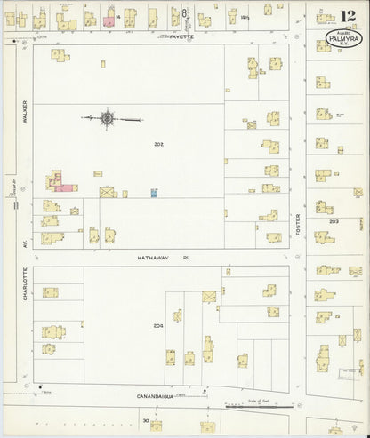 Sanborn Fire Insurance Map from Palmyra, Wayne County, New York (1912), Sheet #0012 - Historic Sanborn Fire Insurance Map Print, vintage old map wall art, antique decor, genealogy gift, New York New York map