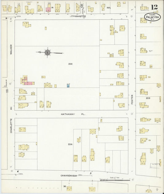 Sanborn Fire Insurance Map from Palmyra, Wayne County, New York (1912), Sheet #0012 - Historic Sanborn Fire Insurance Map Print, vintage old map wall art, antique decor, genealogy gift, New York New York map