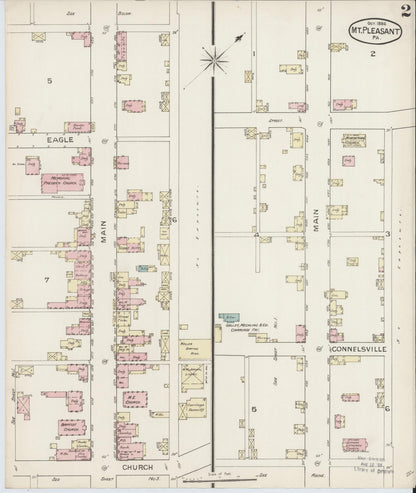 Sanborn Fire Insurance Map from Mount Pleasant, Westmoreland County, Pennsylvania (1886), Sheet #0002 - Historic Sanborn Fire Insurance Map Print, vintage old map wall art, antique decor, genealogy gift, Pennsylvania Pennsylvania map